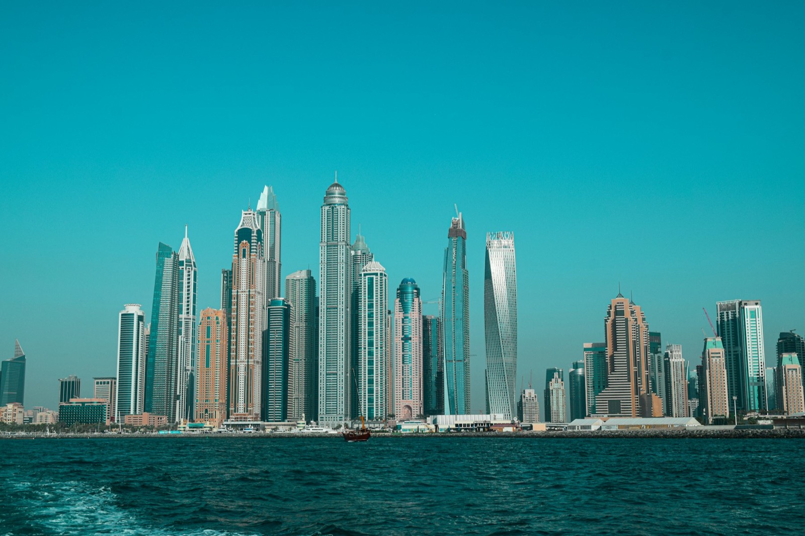 Dubai Marina towers seen from the water